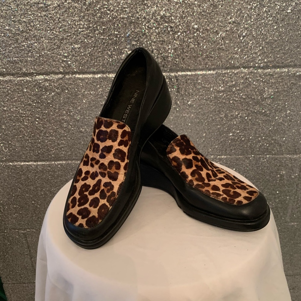 Nine West leopard print loafers